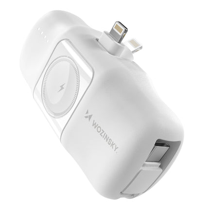 WOZINSKY Mini powerbank 5000mAh 15W iPhone Lightning and Apple Watch charger - white