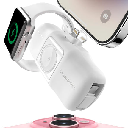 WOZINSKY Mini powerbank 5000mAh 15W iPhone Lightning and Apple Watch charger - white – image 5
