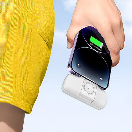 WOZINSKY Mini powerbank 5000mAh 15W iPhone Lightning and Apple Watch charger - white – image 8