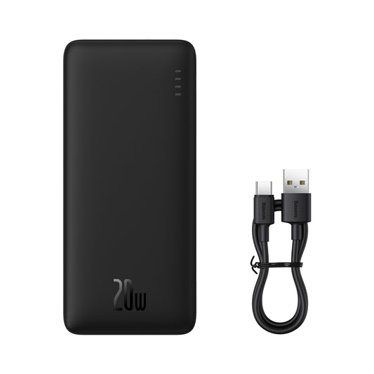 BASEUS Airpow 20W 10000mAh powerbank with USB-A - USB-C cable 30cm - black