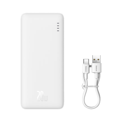 BASEUS Airpow 20W 10000mAh powerbank with USB-A - USB-C cable 30cm - white