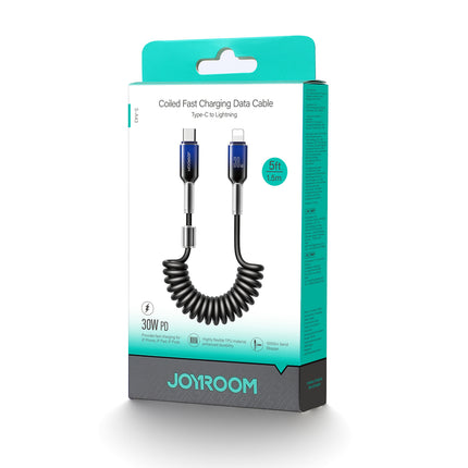 JOYROOM USB-C spiral cable - iPhone Lightning Crystal-Clear Series 30W 1.5m - black – image 2
