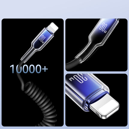 JOYROOM USB-C spiral cable - iPhone Lightning Crystal-Clear Series 30W 1.5m - black – image 7
