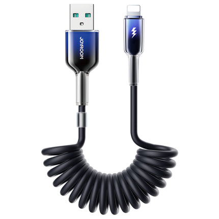 JOYROOM USB-A spiral cable - iPhone Lightning Crystal-Clear Series 3A 1.5m - black