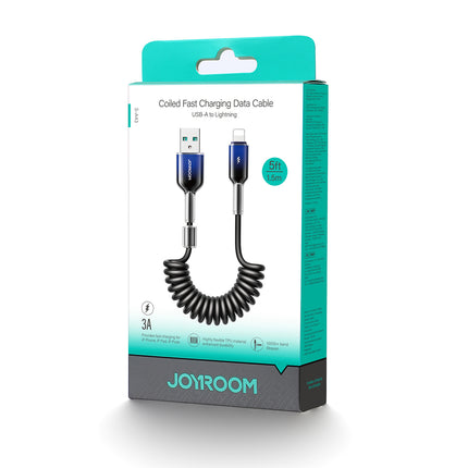JOYROOM USB-A spiral cable - iPhone Lightning Crystal-Clear Series 3A 1.5m - black – image 2