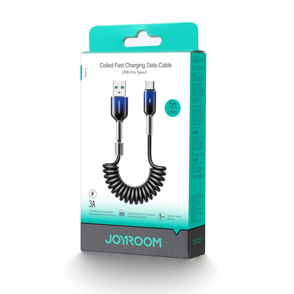 JOYROOM USB-A - USB-C Crystal-Clear Series 3A spiral cable 1.5m - black – image 2