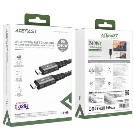ACEFAST USB-C USB4 PD3.1 5A cable for data transmission and 4K Video 1m - gray and black – image 5