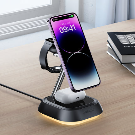 ACEFAST 3in1 E16 15W inductive charging station for phone, headphones, watch - black – image 4