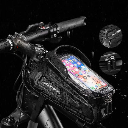 ROCKBROS Armored bicycle bag for a frame with a pocket for a phone, navigation, 1.7l + cover - black – image 7