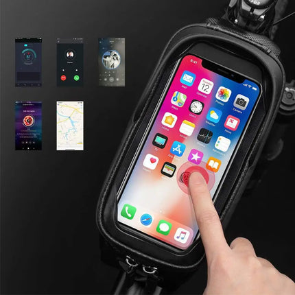 ROCKBROS Armored bicycle bag for a frame with a pocket for a phone, navigation, 1.7l + cover - black – image 8