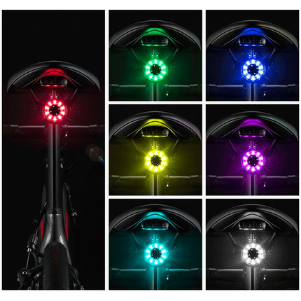 ROCKBROS Q1 rear bicycle light 7 colors LED Strobe + USB-C - USB-A cable - black – image 3