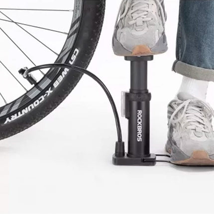 ROCKBROS Universal floor foot bicycle pump with pressure gauge - black – image 4