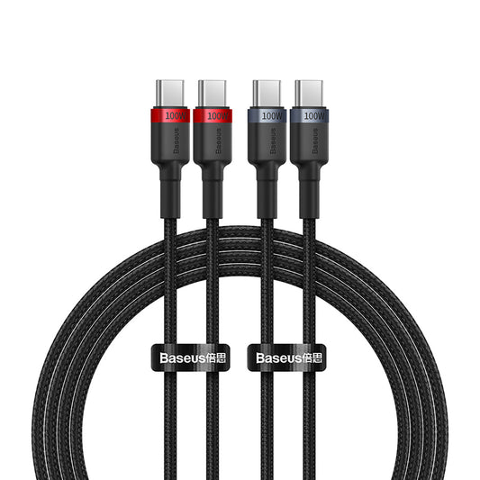 BASEUS 2x Cafule USB-C - USB-C cable 100W 1m - red-black and black-gray