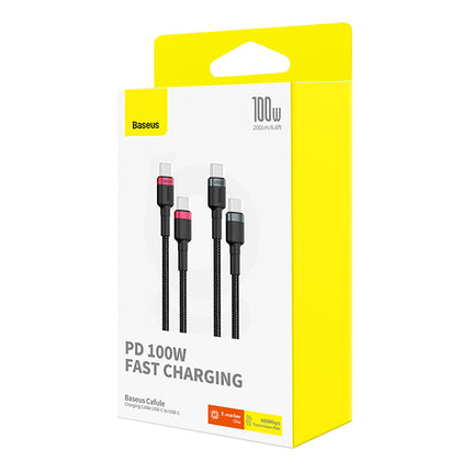 BASEUS 2x Cafule USB-C - USB-C cable 100W 1m - red-black and black-gray – image 7