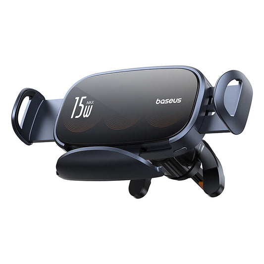 BASEUS Car grill holder with triple coil inductive charger - black
