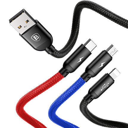 BASEUS 3in1 Cable USB-A - micro USB / iPhone Lightning / USB-C 3.5A 0.3m - black – image 5
