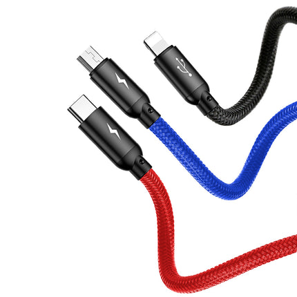 BASEUS 3in1 Cable USB-A - micro USB / iPhone Lightning / USB-C 3.5A 0.3m - black – image 6
