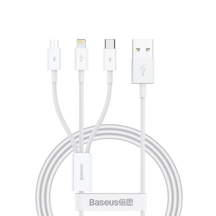 BASEUS 3in1 Superior Series USB-A - USB-C / Lightning / micro USB 3.5A cable 1m - white