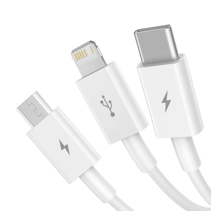 BASEUS 3in1 Superior Series USB-A - USB-C / Lightning / micro USB 3.5A cable 1m - white – image 2