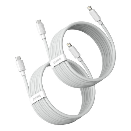 BASEUS 2x Simple Wisdom iPhone Lightning cable - USB-C 20W 1.5 m - white