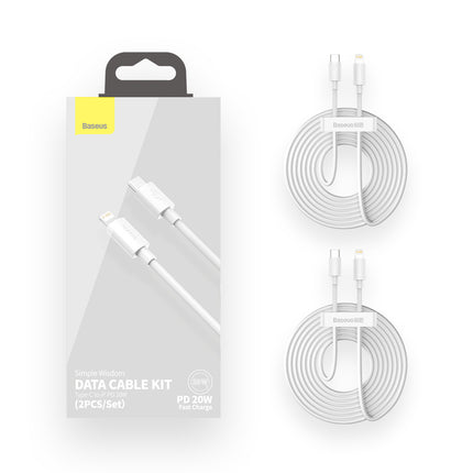 BASEUS 2x Simple Wisdom iPhone Lightning cable - USB-C 20W 1.5 m - white – image 10