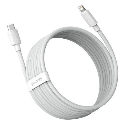 BASEUS 2x Simple Wisdom iPhone Lightning cable - USB-C 20W 1.5 m - white – image 4