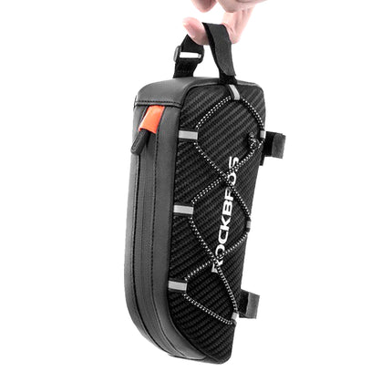 ROCKBROS Waterproof bicycle bag mounted on the frame with a braided fabric, 1l - black – image 11