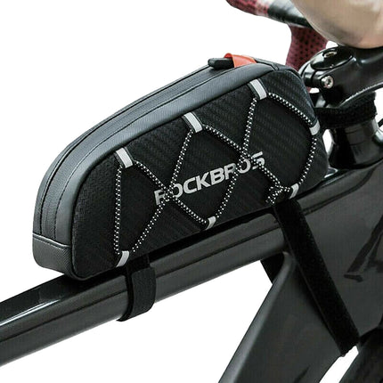 ROCKBROS Waterproof bicycle bag mounted on the frame with a braided fabric, 1l - black – image 2