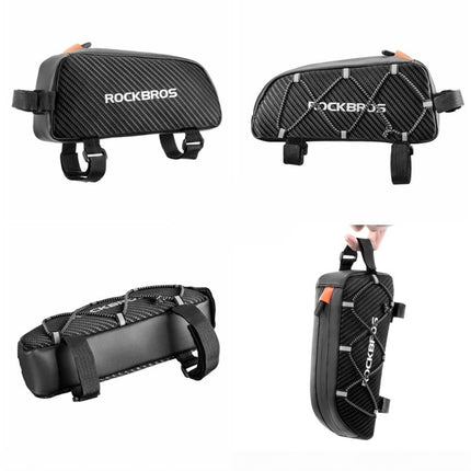 ROCKBROS Waterproof bicycle bag mounted on the frame with a braided fabric, 1l - black – image 3