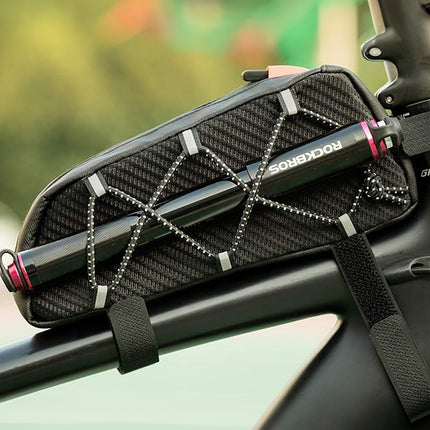 ROCKBROS Waterproof bicycle bag mounted on the frame with a braided fabric, 1l - black – image 4