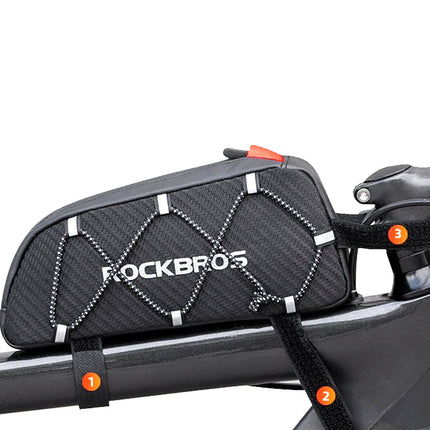 ROCKBROS Waterproof bicycle bag mounted on the frame with a braided fabric, 1l - black – image 6
