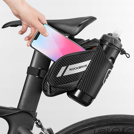 ROCKBROS Bicycle bag under the saddle with a pocket for a 1.5l water bottle - black – image 10