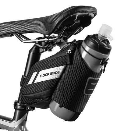 ROCKBROS Bicycle bag under the saddle with a pocket for a 1.5l water bottle - black – image 2