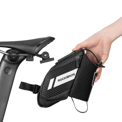 ROCKBROS Bicycle bag under the saddle with a pocket for a 1.5l water bottle - black – image 3