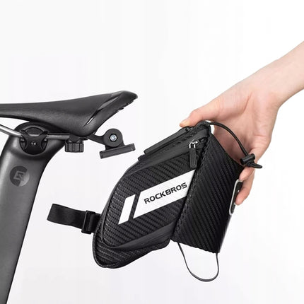 ROCKBROS Bicycle bag under the saddle with a pocket for a 1.5l water bottle - black – image 6
