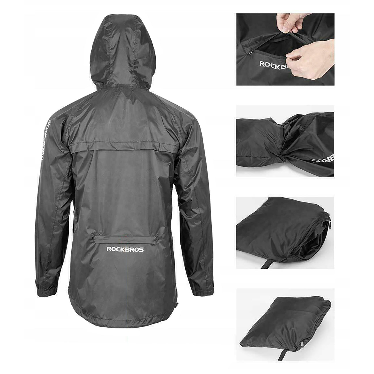 ROCKBROS Breathable, windproof XXL cycling raincoat - black – image 4