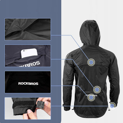 ROCKBROS Breathable, windproof XXL cycling raincoat - black – image 6
