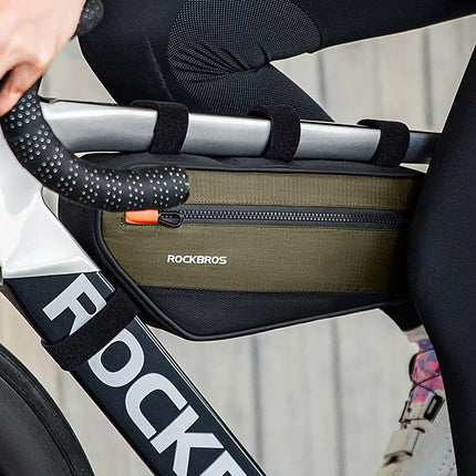 ROCKBROS Bicycle bag for a bicycle frame with a side pocket 1.7l - green and black – image 10