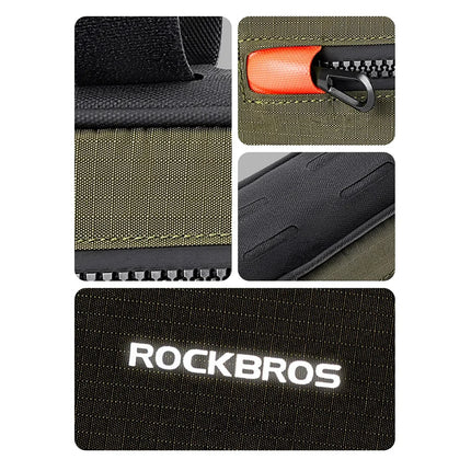 ROCKBROS Bicycle bag for a bicycle frame with a side pocket 1.7l - green and black – image 3