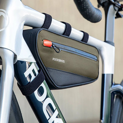 ROCKBROS Bicycle bag for a bicycle frame with a side pocket 1.7l - green and black – image 7