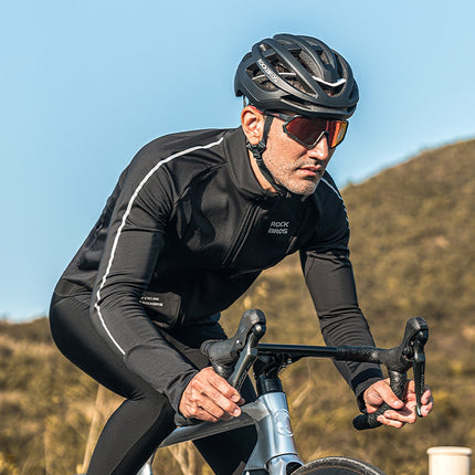 ROCKBROS Warm autumn/winter cycling jersey with long sleeves M - black – image 5
