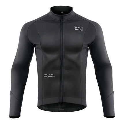 ROCKBROS Warm long-sleeved cycling jersey autumn/winter L - black – image 2