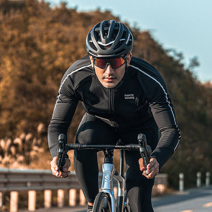 ROCKBROS Warm long-sleeved cycling jersey autumn/winter L - black – image 6