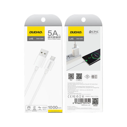 DUDAO L4SM USB-A - micro USB 2A charging cable 1m - white – image 2