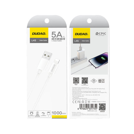 DUDAO L4SL USB-A charging cable - iPhone Lightning 2A 1m - white – image 2