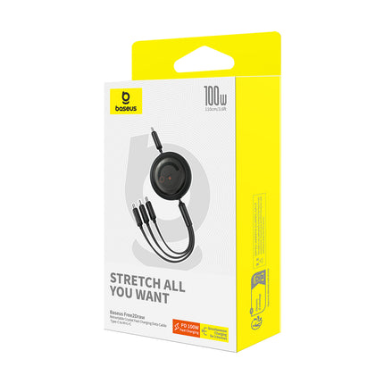 BASEUS 3in1 Universal retractable cable USB-C - Lightning / USB-C / micro USB 100W 1.1m - black – image 7