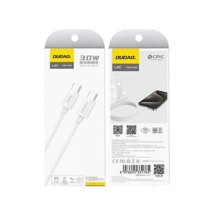 DUDAO L4C USB-C - USB-C cable 30W 480Mb/s 1.2m - white – image 5