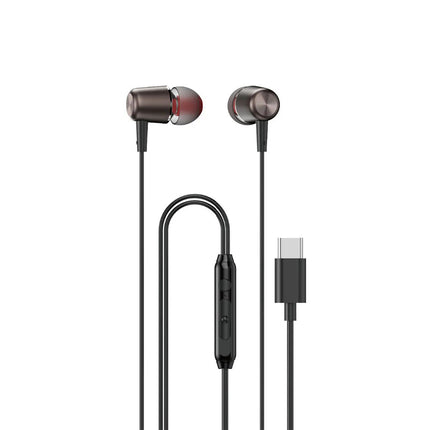 DUDAO Wired in-ear headphones with microphone and USB-C remote control 1.2 m - black