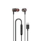 DUDAO Wired in-ear headphones with microphone and USB-C remote control 1.2 m - black