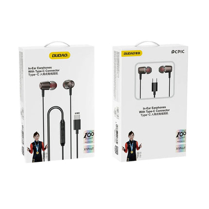 DUDAO Wired in-ear headphones with microphone and USB-C remote control 1.2 m - black – image 2